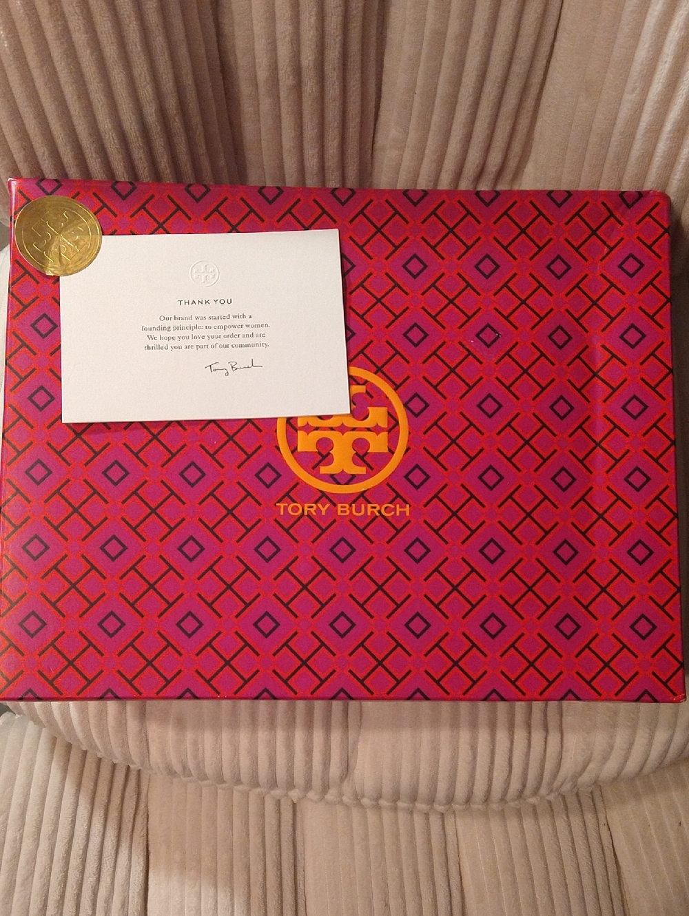 Tory Burch Shoe Box - Pink & Orange Logo Packaging